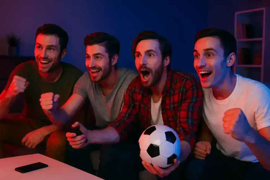 Personas viendo futbol